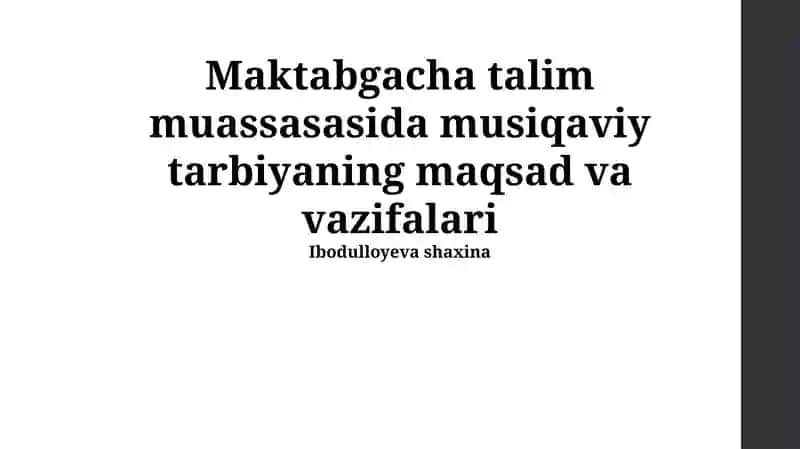 Musiqaviy tarbiya