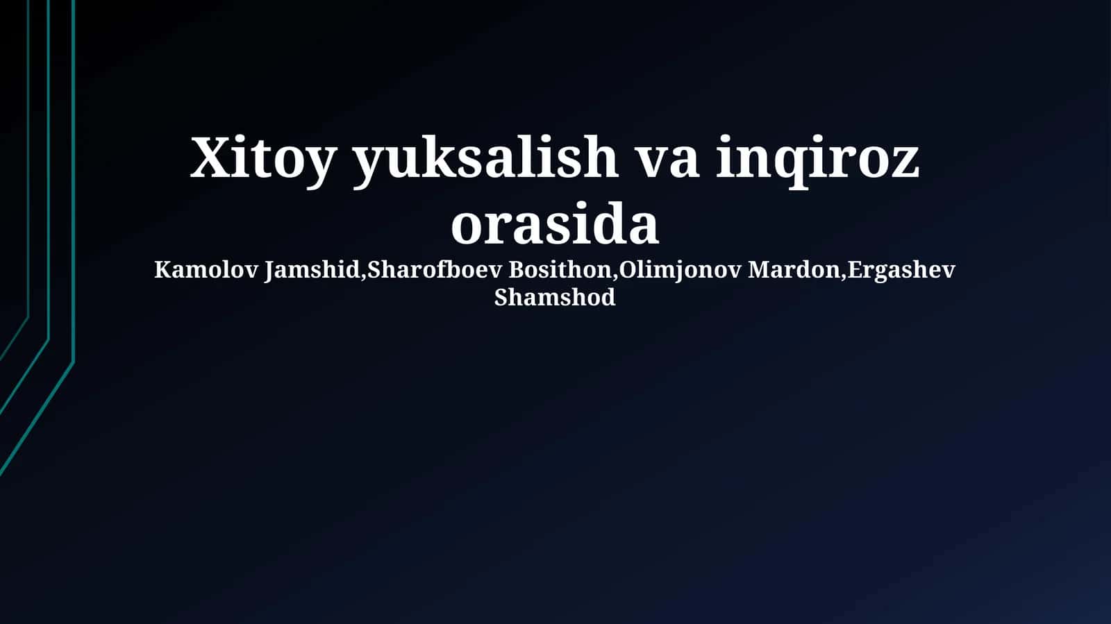 Xitoy yuksalish va inqiroz orasida 1