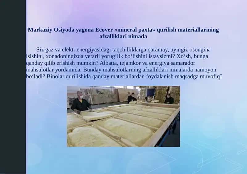 Ecover«mineral paxta» qurilish materiallar 1