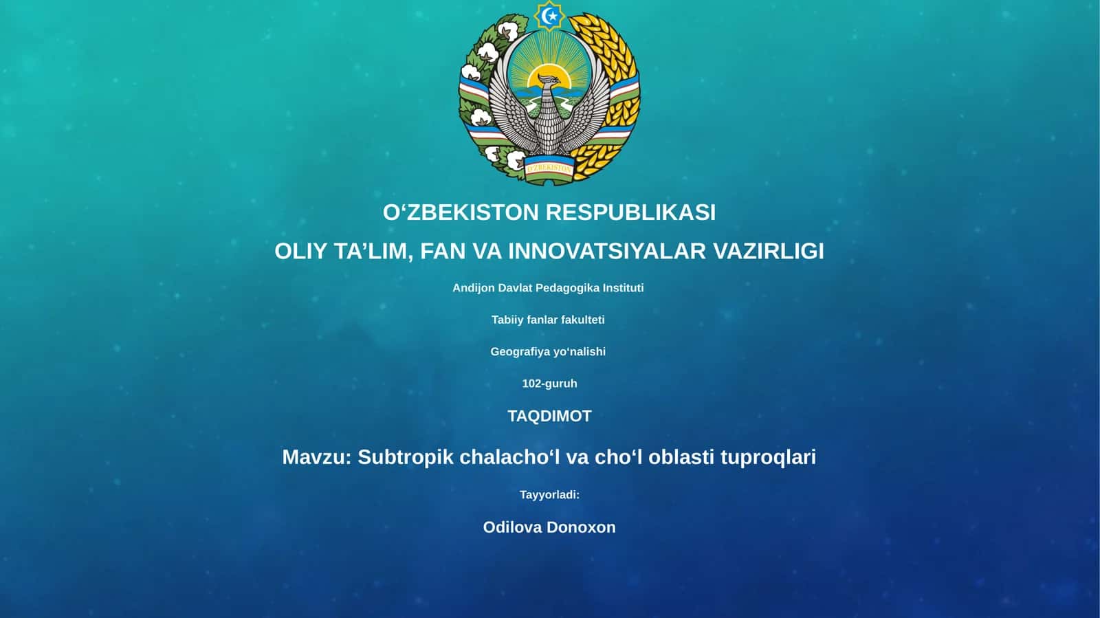 Subtropik chalacho‘l va cho‘l oblasti tuproqlari 1