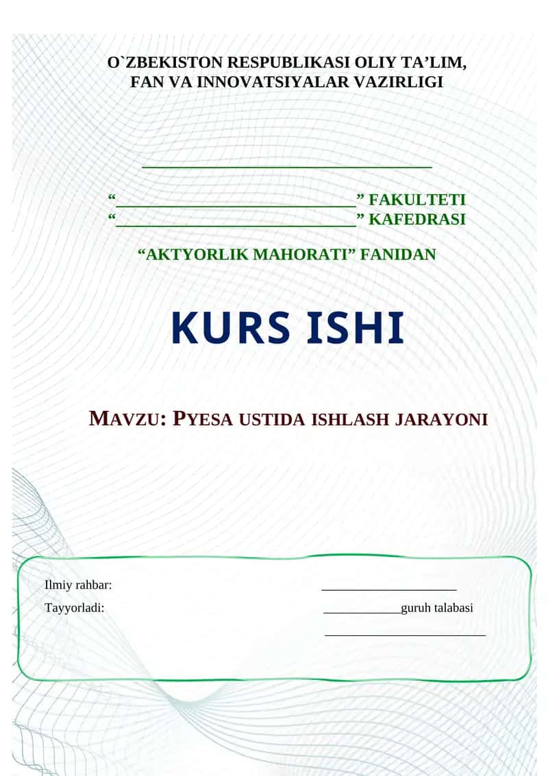 PYESA USTIDA ISHLASH JARAYONI 1