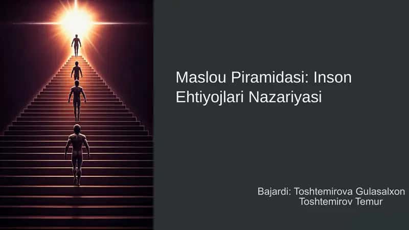 Maslou Piramidasi: Inson Ehtiyojlari Nazariyasi 1