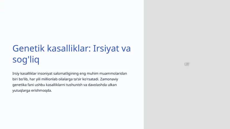 Genetik kasalliklar: Irsiyat va sog'liq 1
