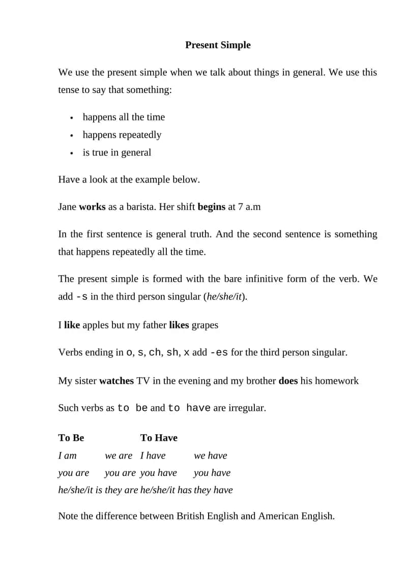Present Simple 1