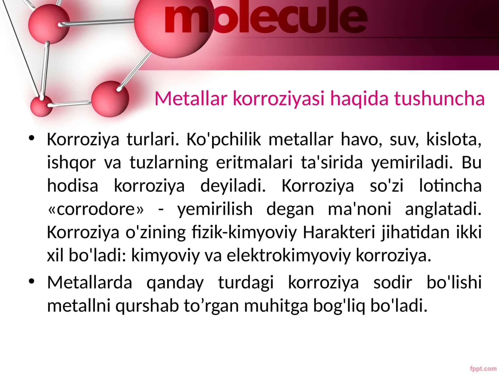 Metallar korroziyasi haqida tushuncha 1