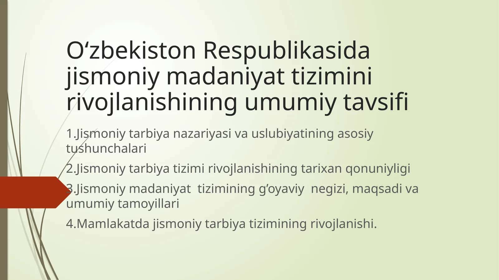 Jismoniy madaniyat tizimini rivojlanish 1