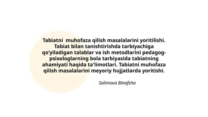 Tabiatni muhofaza qilish masalalarini yoritilishi 1