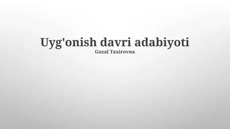 Uyg'onish davri adabiyoti 1