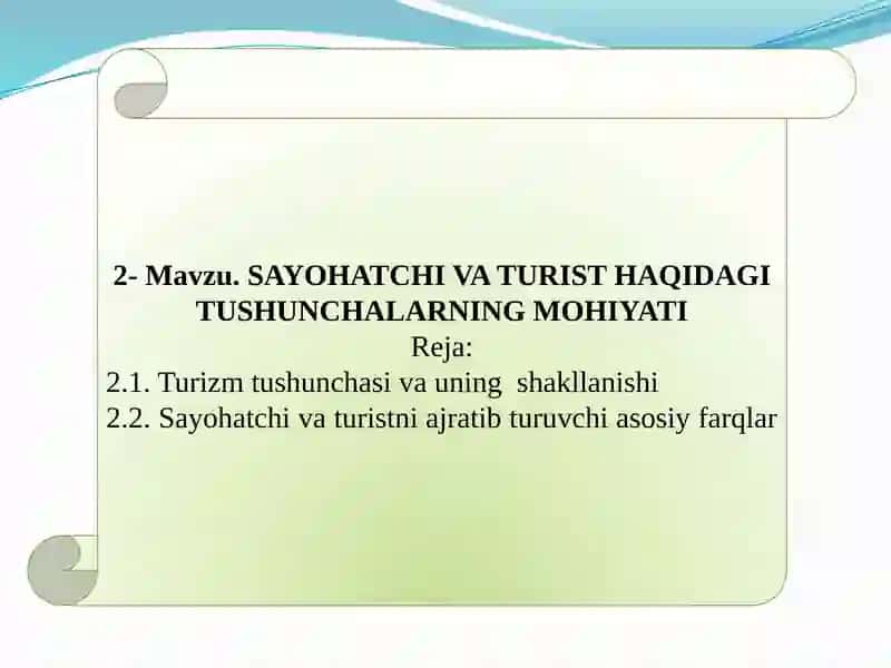 Turizm tushunchasi va uning shakllanişi
