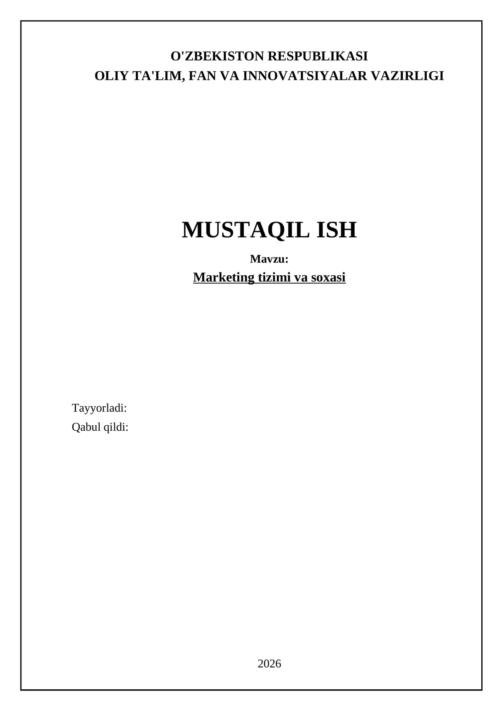 Marketing tizimi va soxasi 1