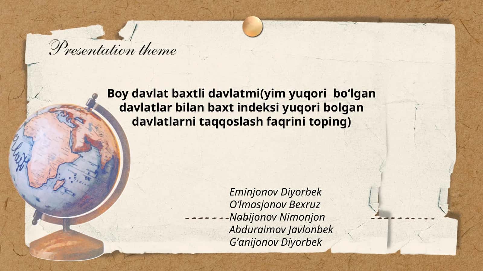 Boy davlat baxtli davlatmi(yim yuqori boʻlgan davlatlar bilan baxt indeksi yuqori bolgan davlatlarni taqqoslash faqrini toping 1