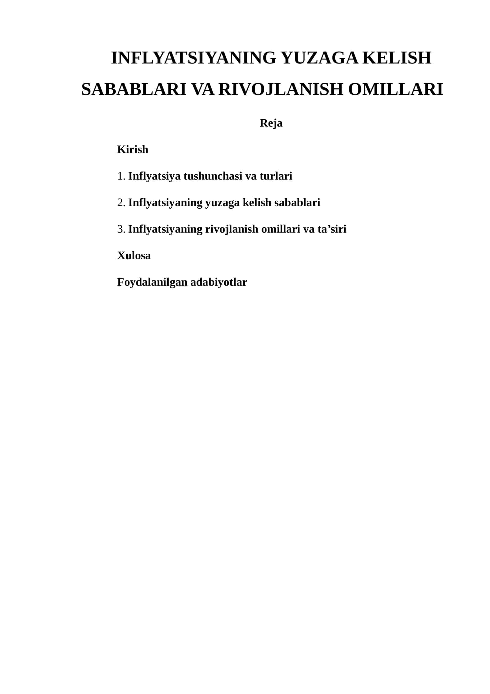 INFLYATSIYANING YUZAGA KELISH SABABLARI VA RIVOJLANISH OMILLARI 1