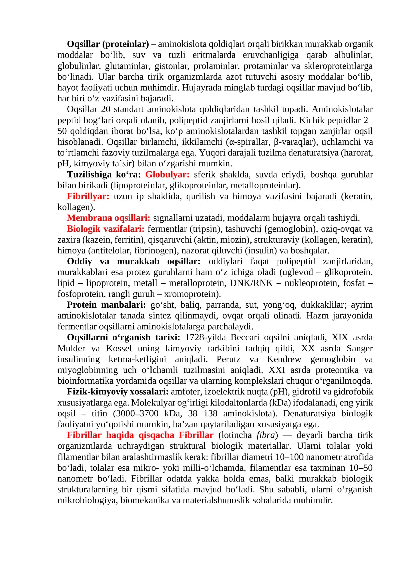 Oqsillar (proteinlar) 1