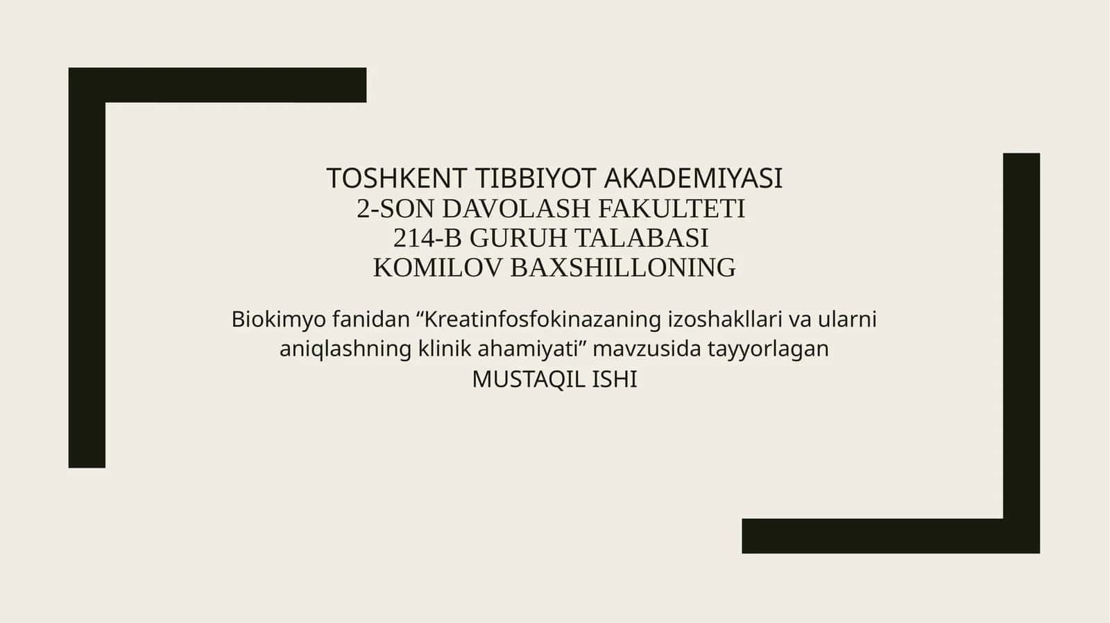 Kreatinfosfokinazaning izoshakllari va ularni aniqlashning klinik ahamiyati 1