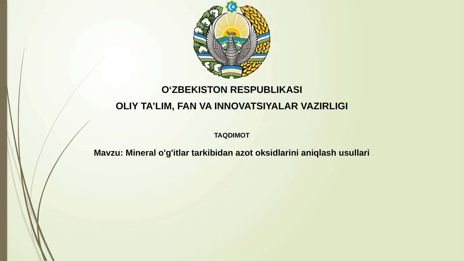 Mineralo'g'itlartarkibidanazotoksidlarinianiqlashusullari 1