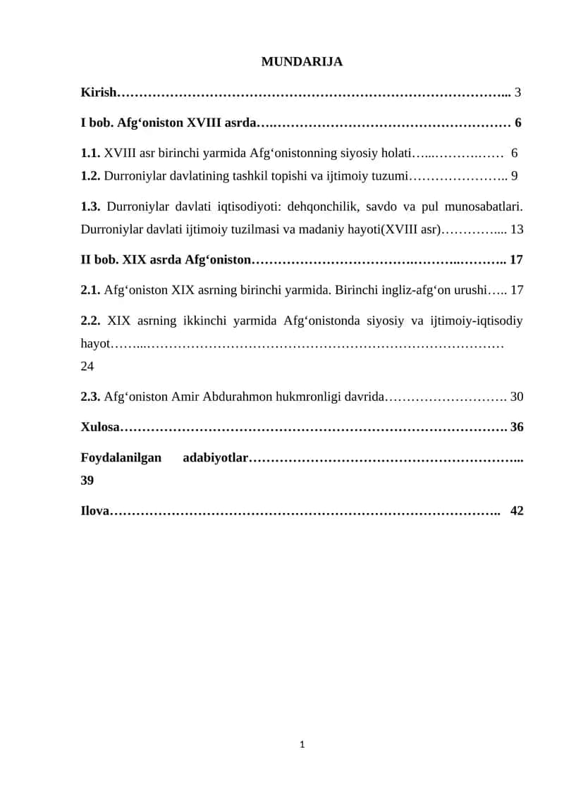 XVIII-XIX asrlarda Afg'oniston 1