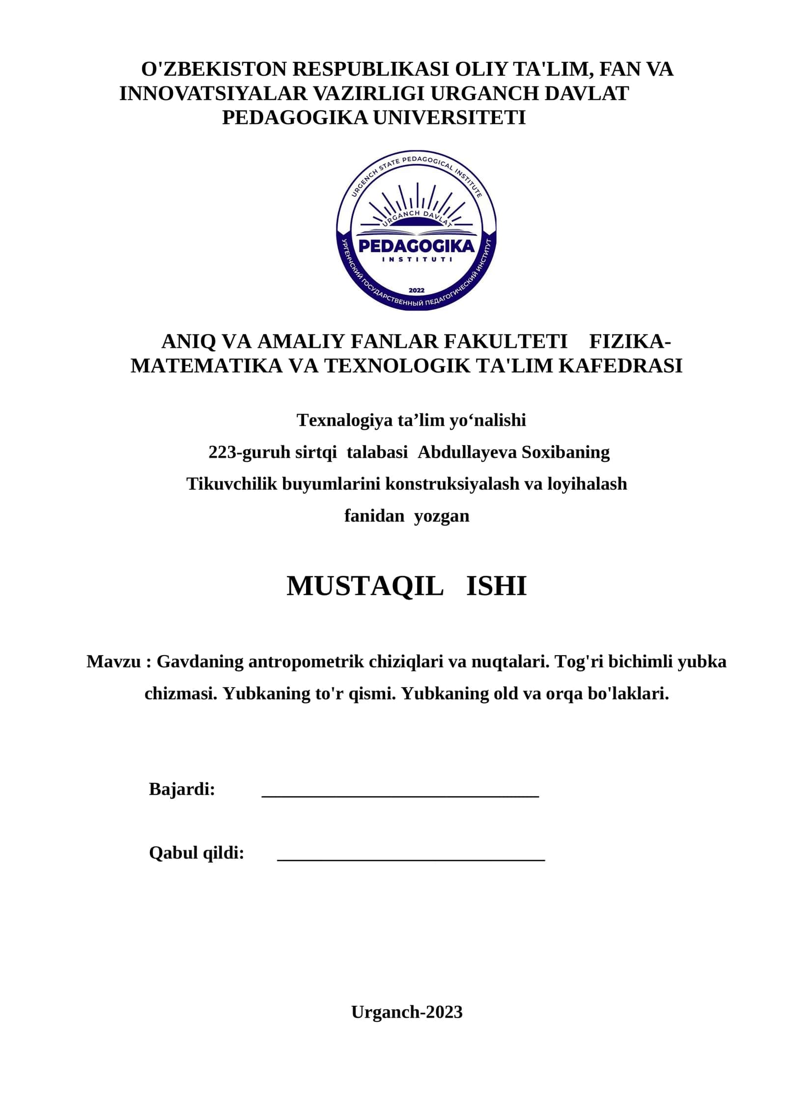 Gavdaning antropometrik chiziqlari va nuqtalari 1