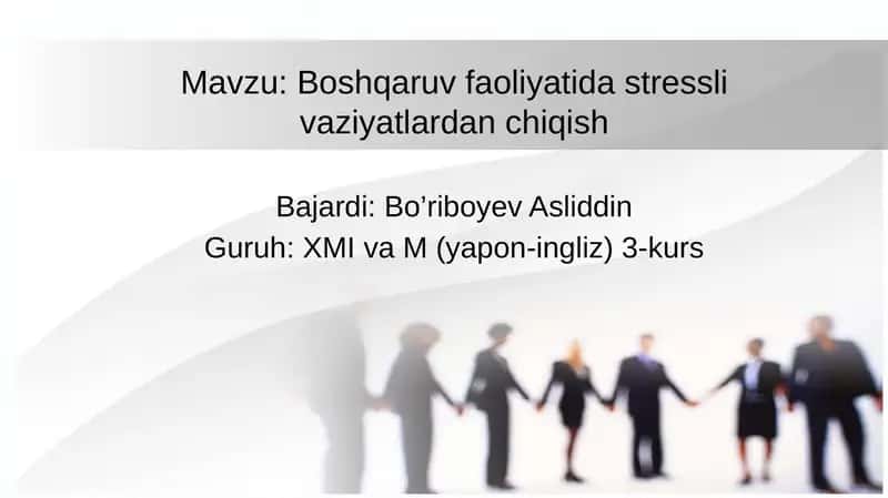 Boshqaruv faoliyatida stressli vaziyatlardan chiqish 1