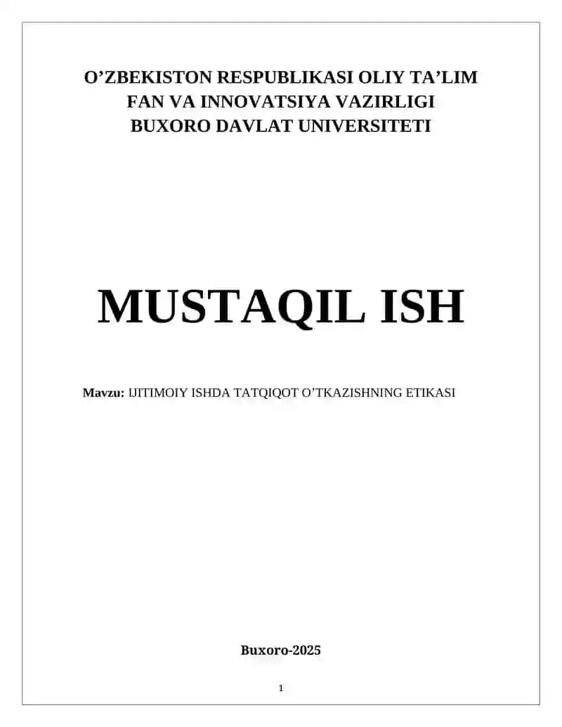 Ijitimoiy ishda tatqiqot o’tkazishning etikasi