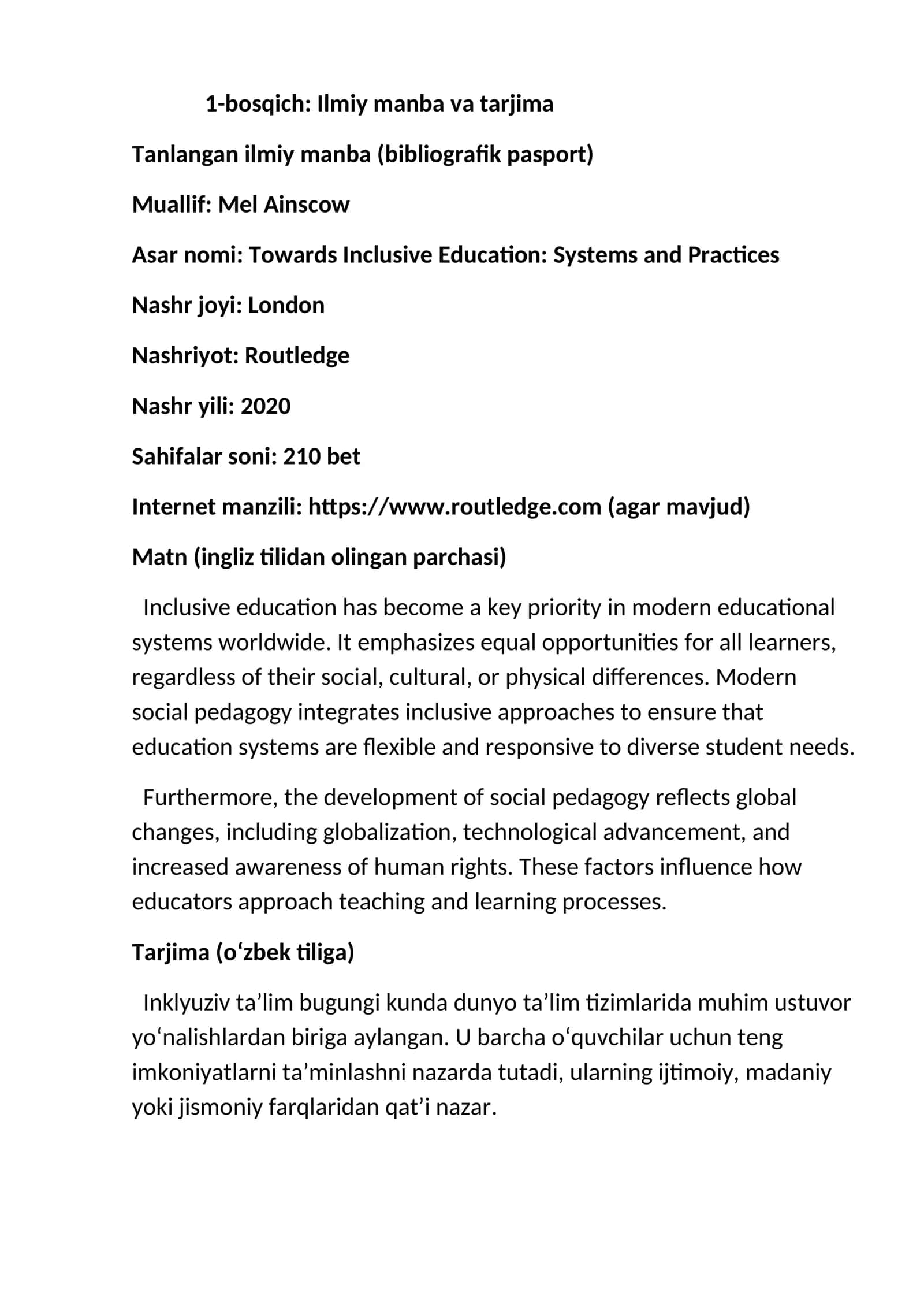 Towards Inclusive Education: Systems and Practices 1