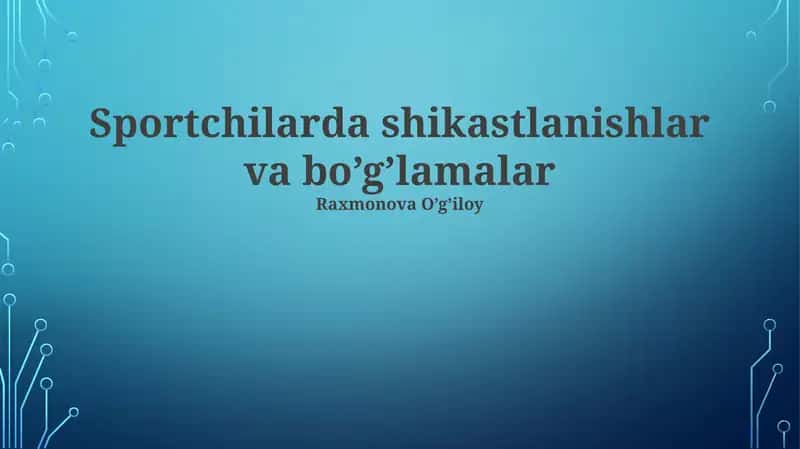 Sport jarohatlari va pay cho'zilishining asoslari 1