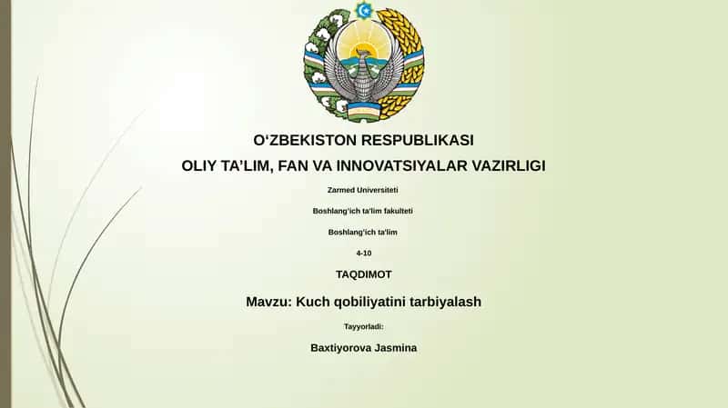Kuch qobiliyatini tarbiyalash 1