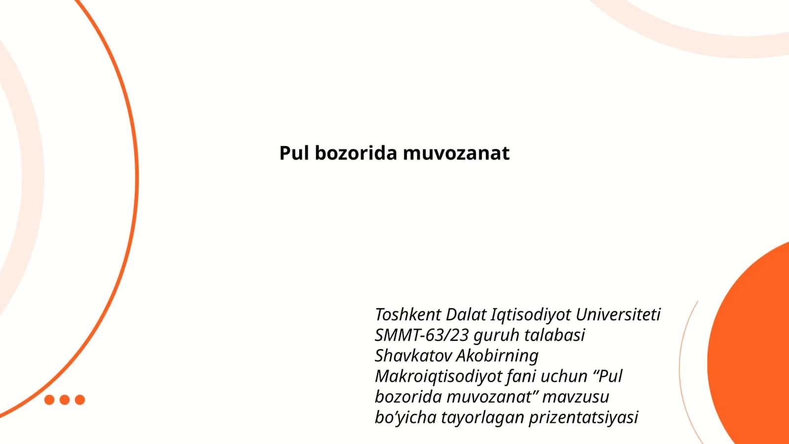 Pul bozorida muvozanat 1