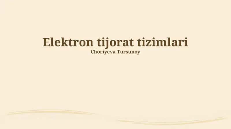 Elektron tijorat tizimlari 1