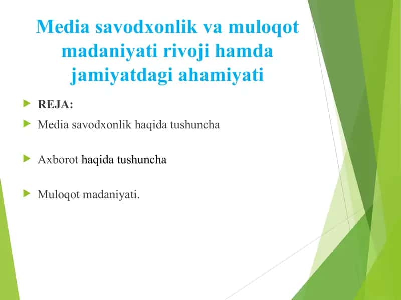 Media savodxonlik va muloqot madaniyati rivoji hamda jamiyatdagi ahamiyati 1
