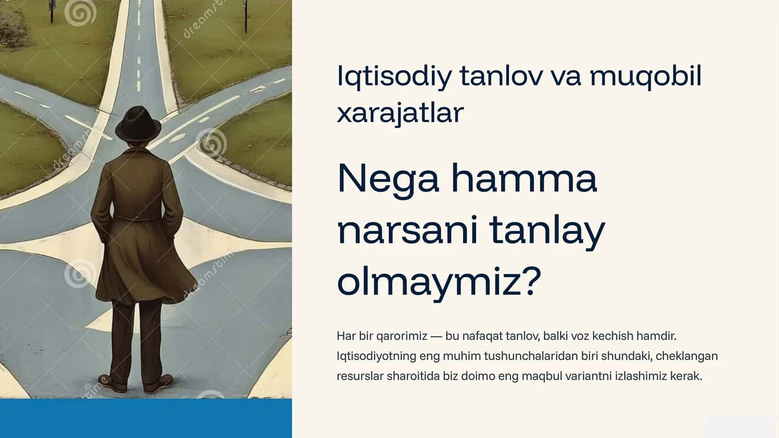 Iqtisodiy tanlov va muqobil xarajatlar slayd 1