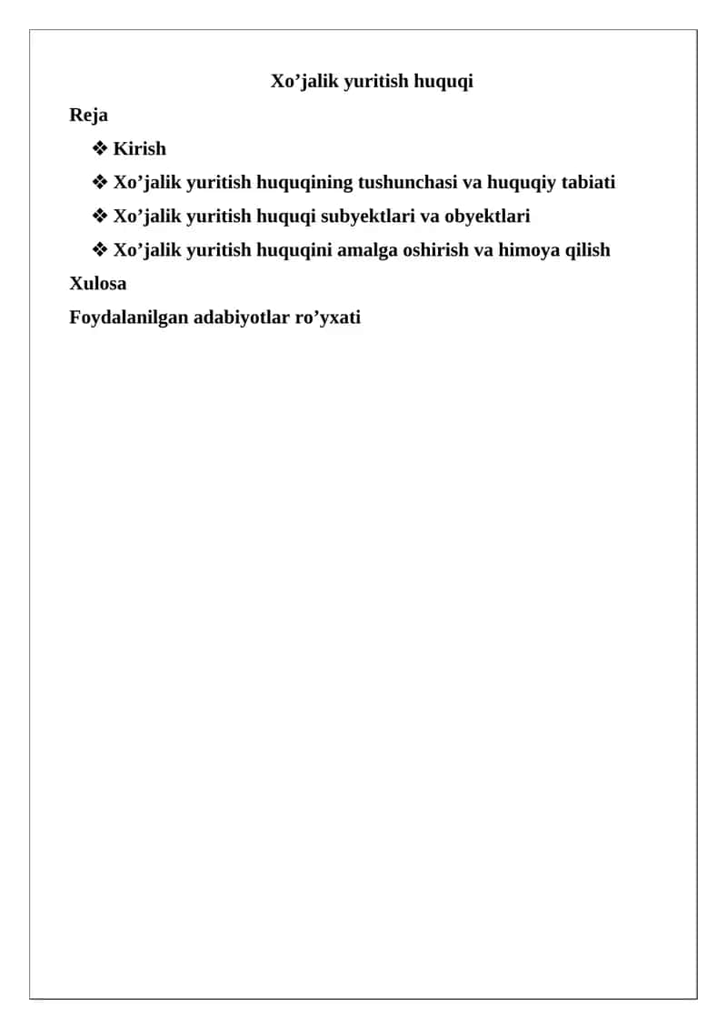 Xo’jalik yuritish huquqi 1