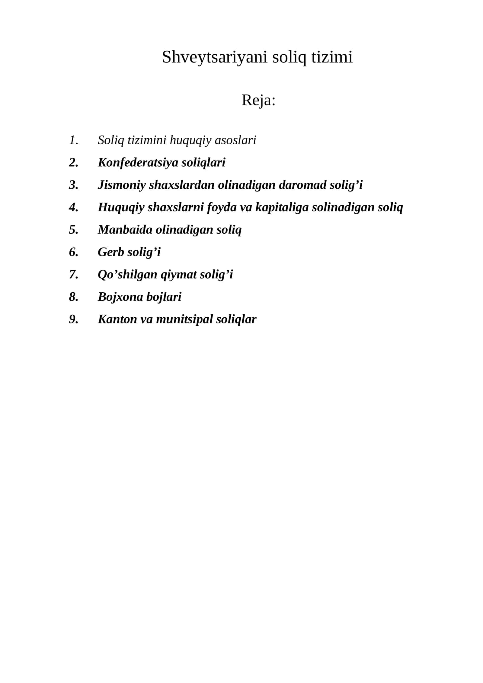 Shvеytsаriyani soliq tizimi 1