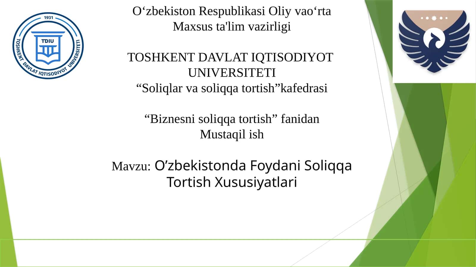 Foyda soligi 1