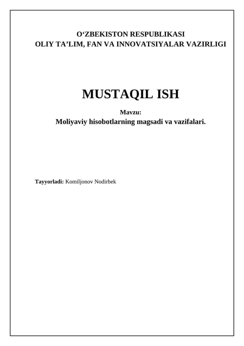 Moliyaviy hisobotlar 1