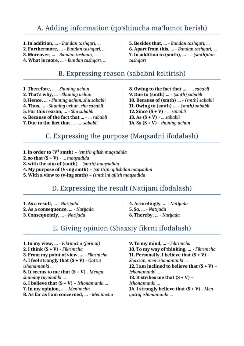 Expressing reason (sababni keltirish) 1