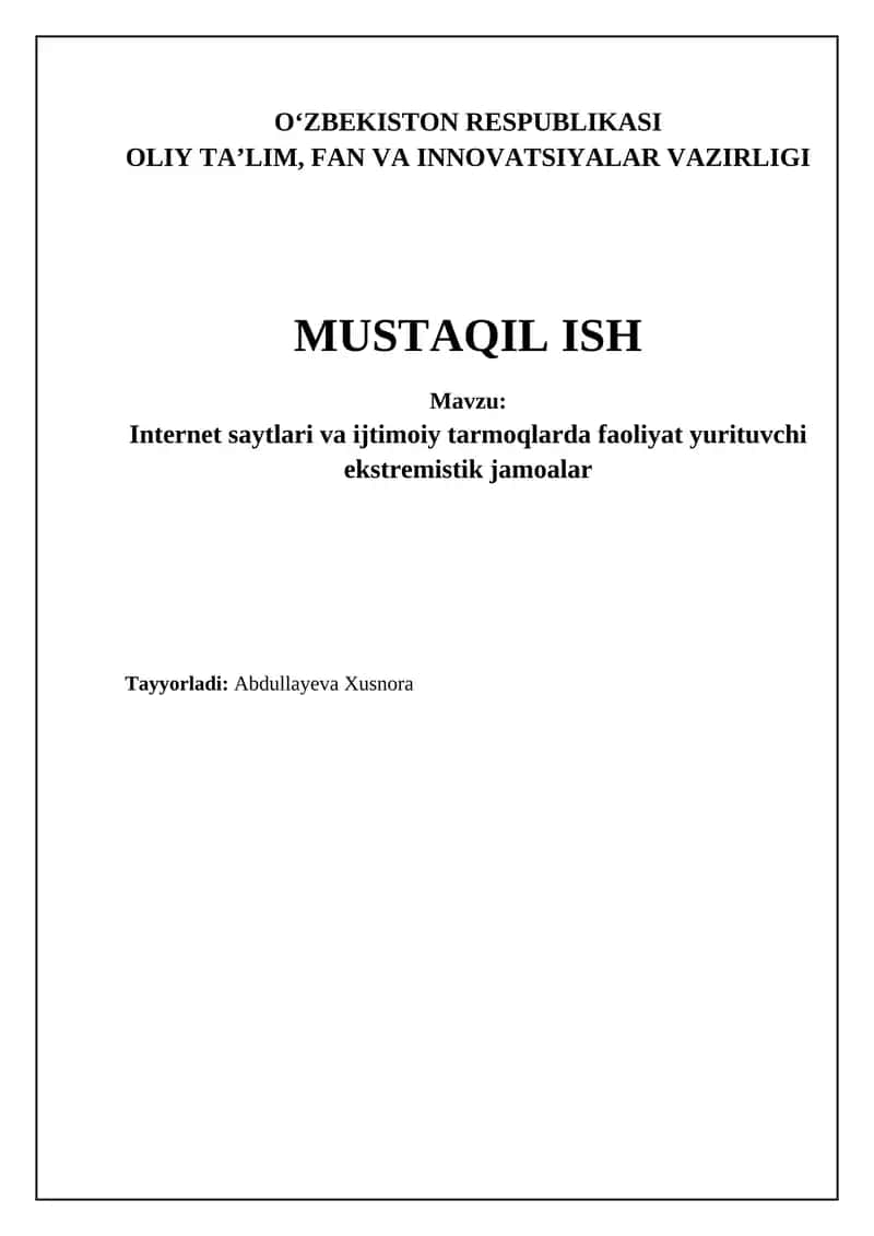 Internet saytlari va ijtimoiy tarmoqlarda faoliyat yurituvchi ekstremistik jamoalar 1
