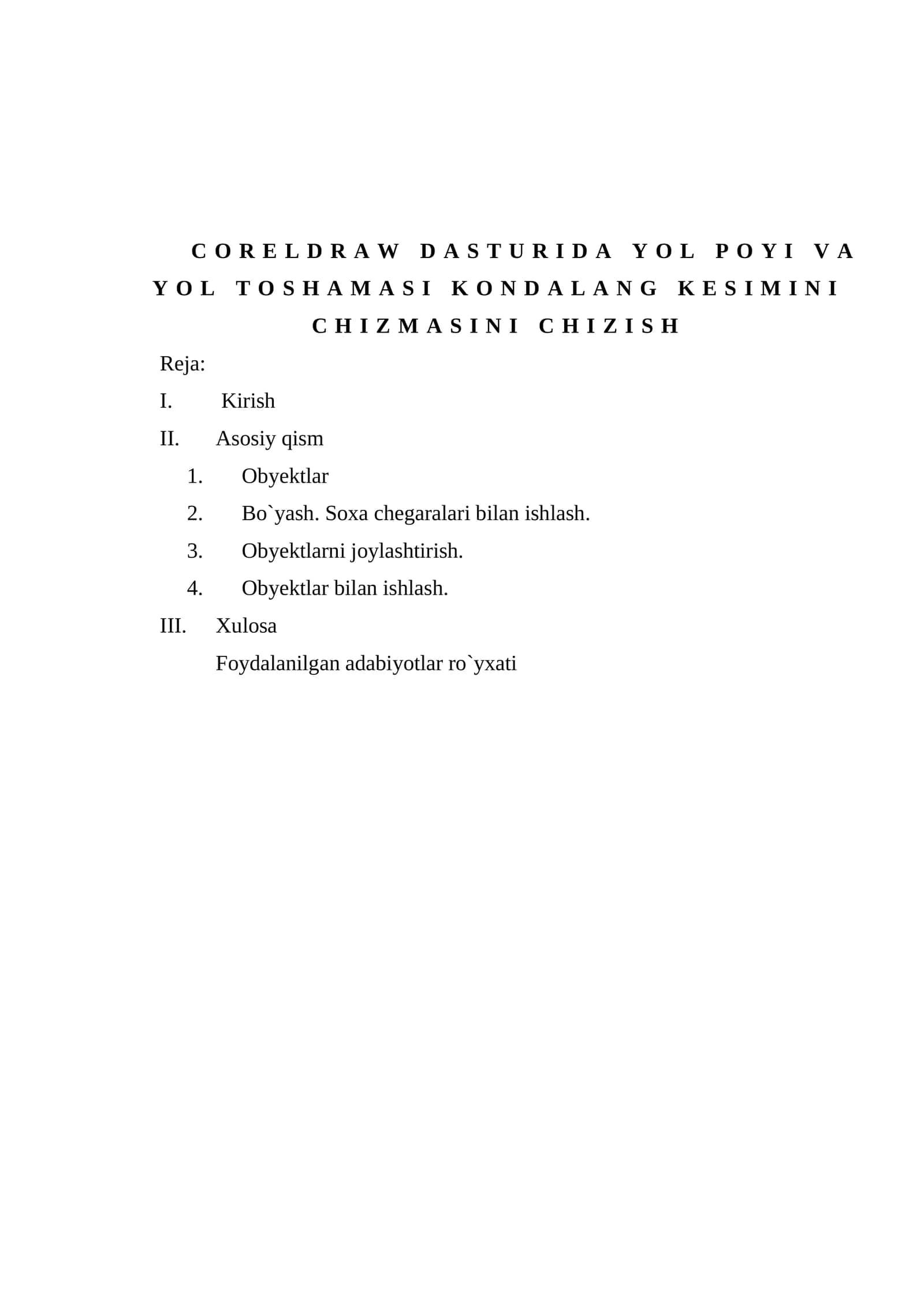 Corel Draw dasturida yol poyi va yol toshamasi kondalang kesimini chizmasini chizish 1