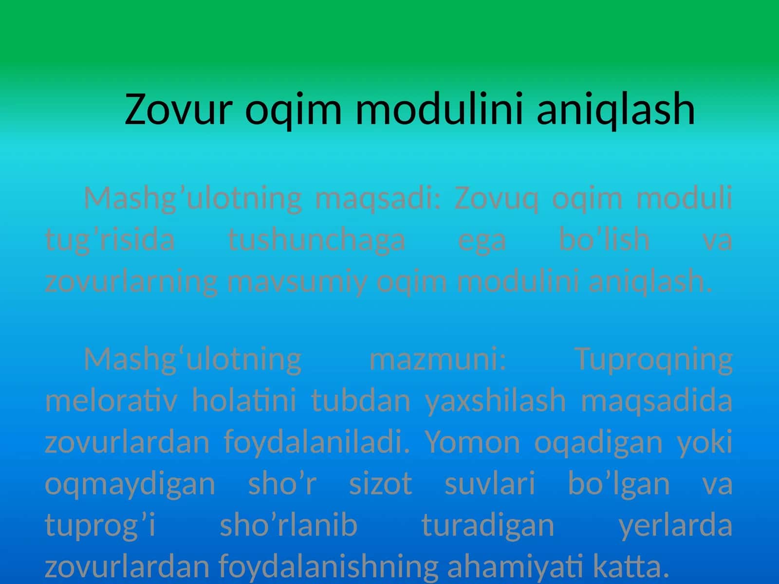Zovur oqim modulini aniqlash 1