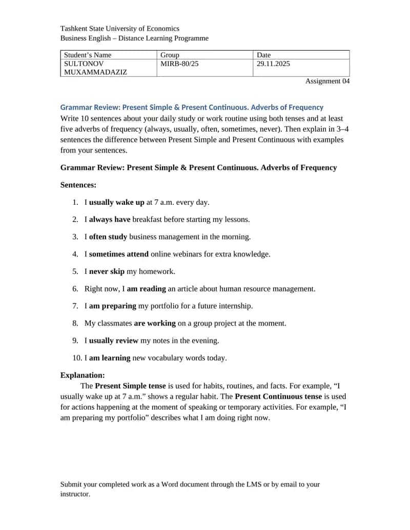 Business English – Distance Learning Programme 1