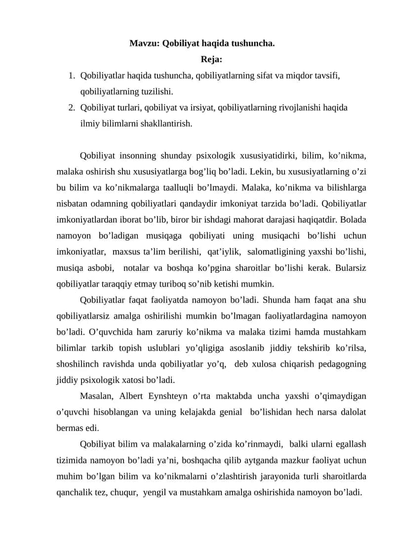 Qobiliyat haqida tushuncha 1