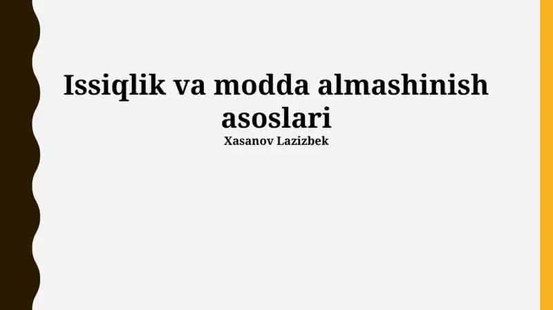 Issiqlik va modda almashinish asoslari 1