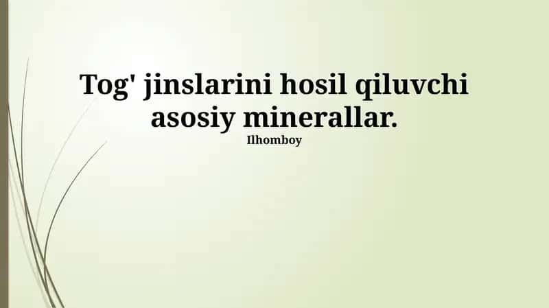 Tog' jinslarini hosil qiluvchi asosiy minerallar 1