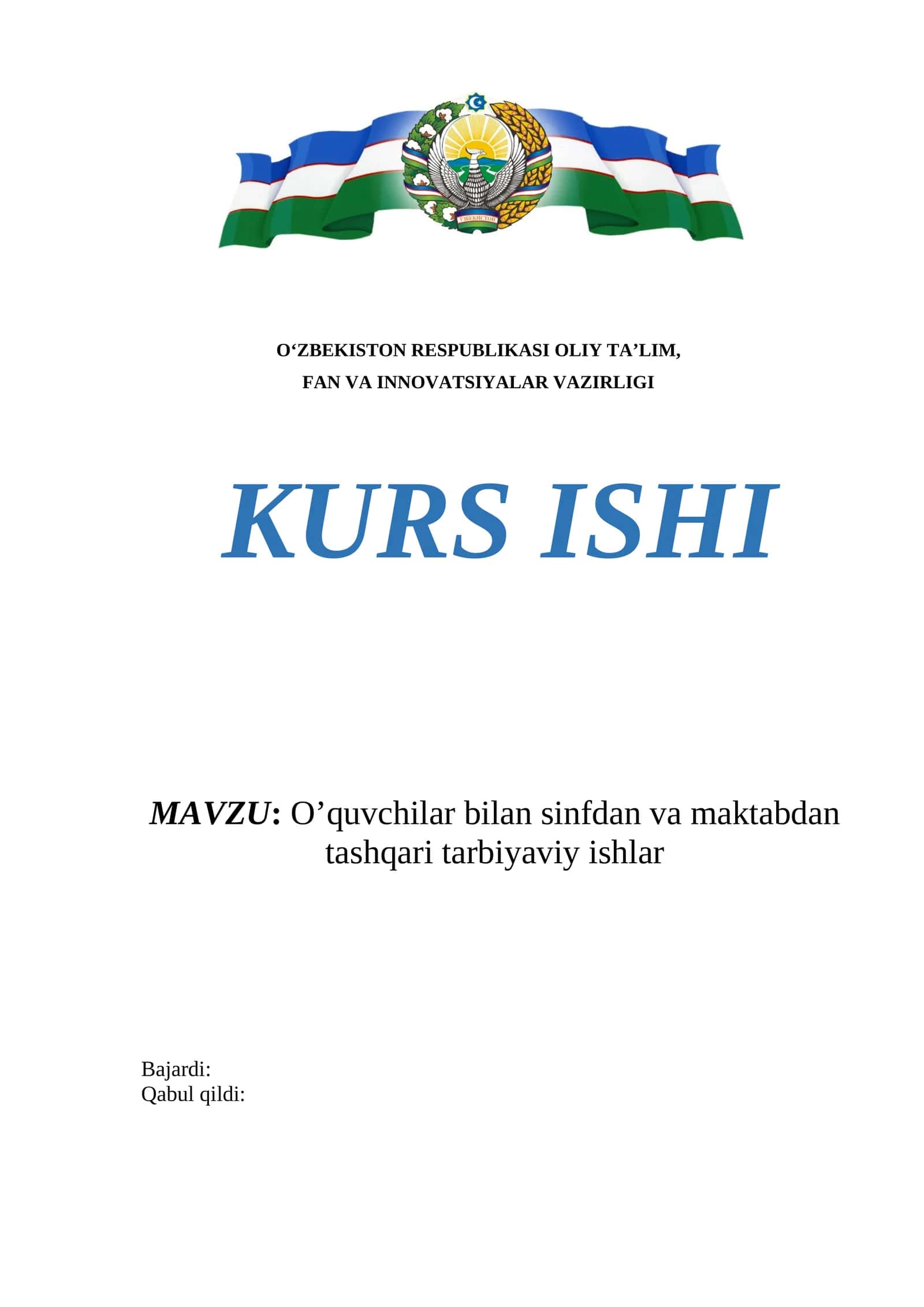 Sinfdan va maktabdan tashqari tarbiyaviy ishlar 1