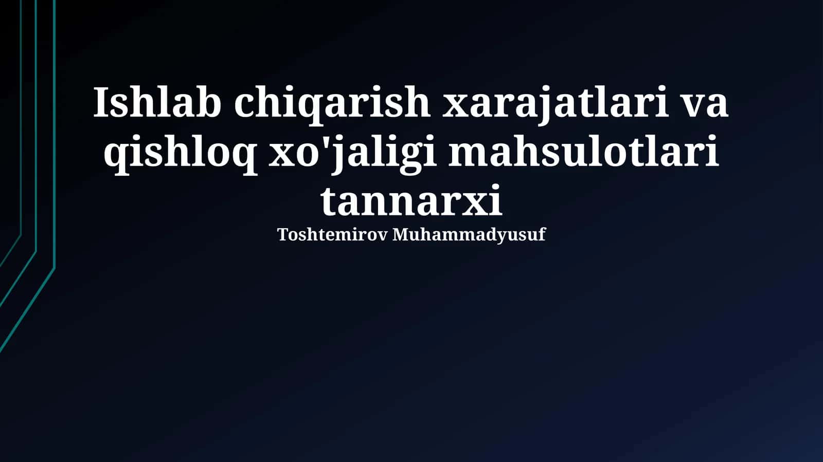Ishlab chiqarish xarajatlari va qishloq xo'jaligi mahsulotlari tannarxi 1