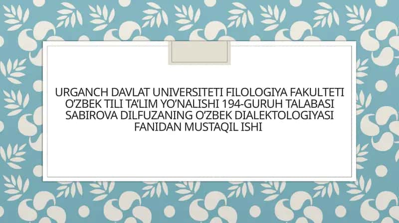 Shevaga oid matnlarning sintaktik xususiyatlari 1