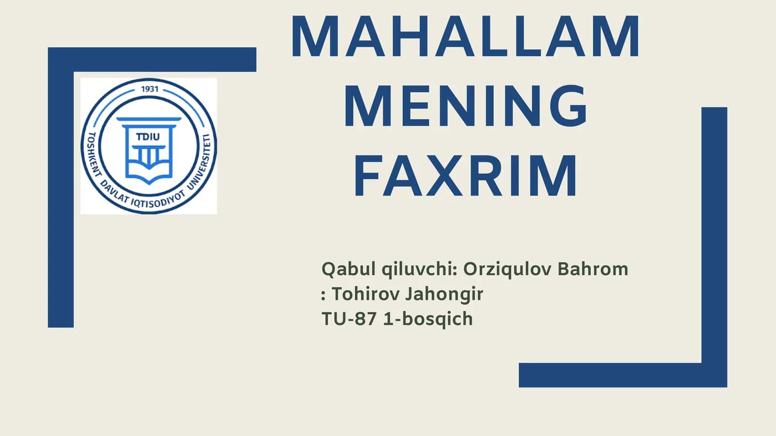Mening mahallam mening faxrim 1
