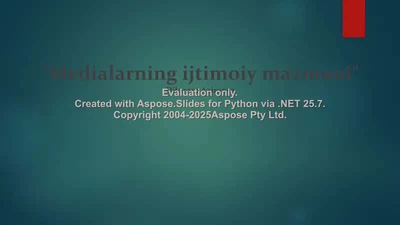 Medialarning ijtimoiy mazmuni 1