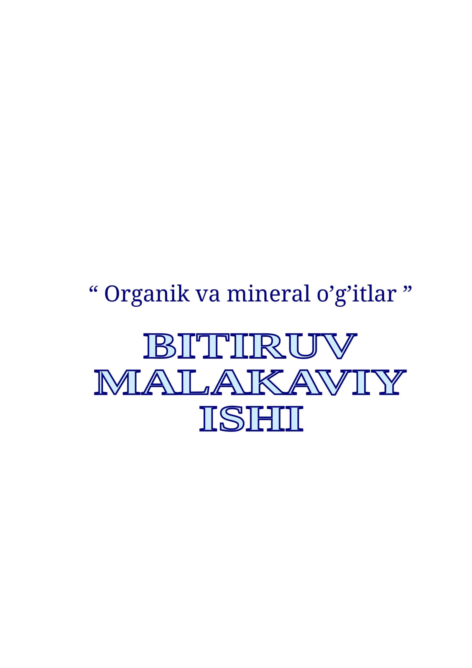 Organik va mineral o’g’itlar 1