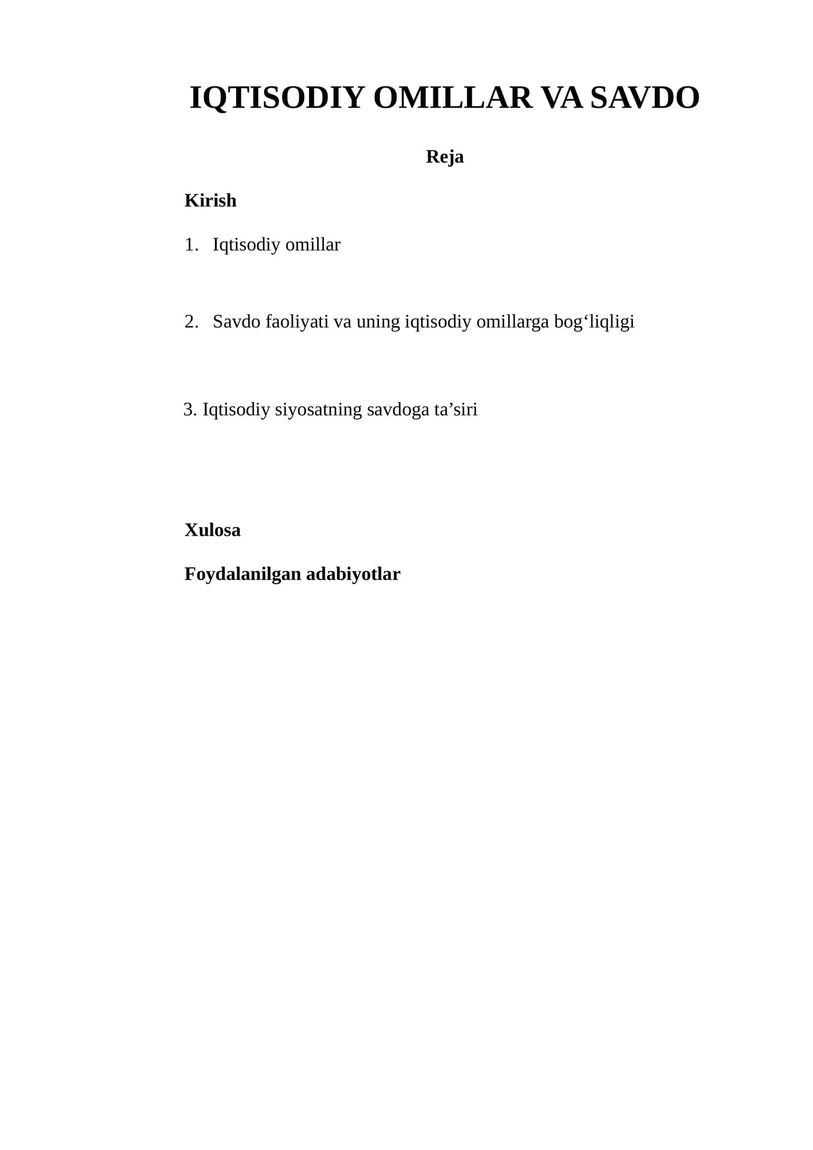 IQTISODIY OMILLAR VA SAVDO 1