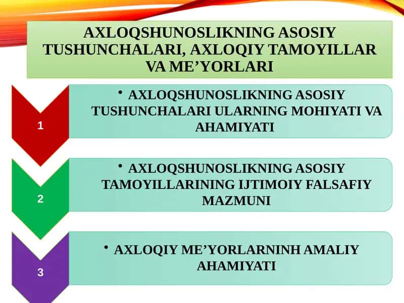 Axloqshunoslikning asosiy tushunchalari, axloqiy tamoyillar va me’yori 1